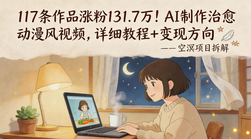 20260429060616995-fc1541ead17b58e46d908da63ea66322 117条作品涨粉131.7W!AI制作治愈动漫风视频,详细教程+变现方向