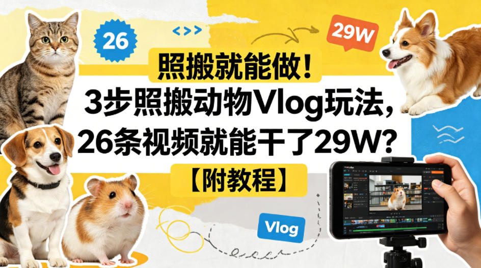 20260430080810402-92f70621112d31fcdc56d2211074bfcc 照搬就能做!3步照搬动物Vlog玩法,26条视频就能干了29W?【附教程】【赠coze一键生成工作流】