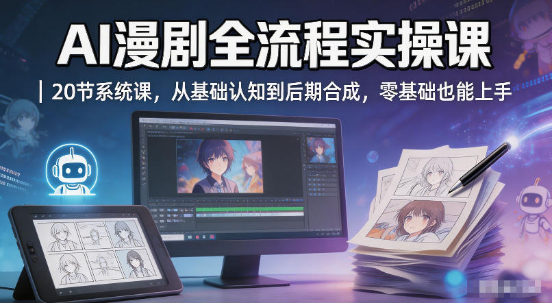 20260501122212789-9f6c9cb502662bf065cb3f8cde7dcc24 AI漫剧全流程实操课|20节系统课,从基础认知到后期合成,零基础也能上手