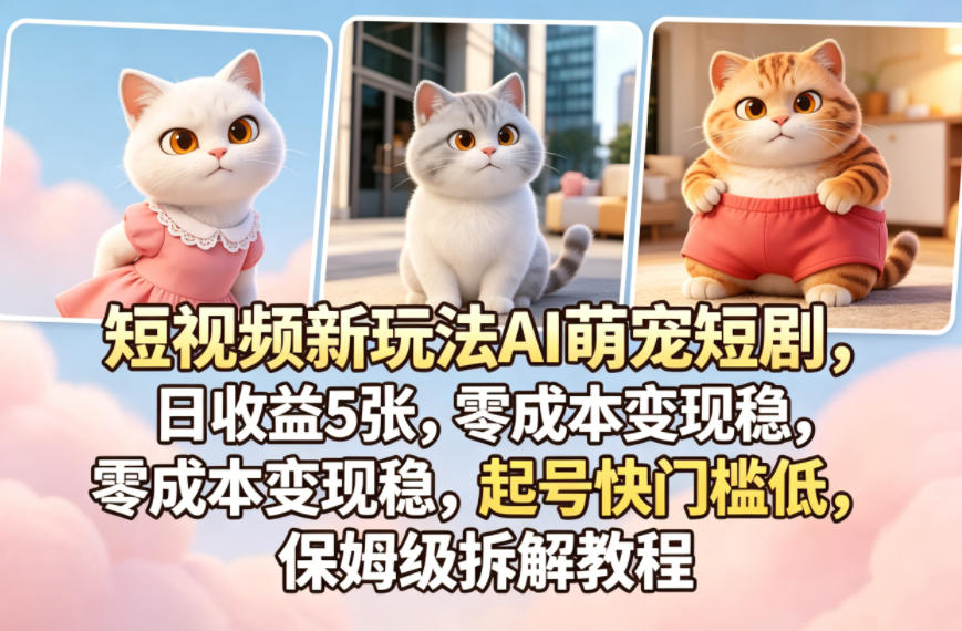 20260505121202466-a6fa4ae2e3ccbea0d9e4c3da1d0d10d0 短视频新玩法AI萌宠短剧,日收益5张,零成本变现稳,起号快门槛低,保姆级拆解教程