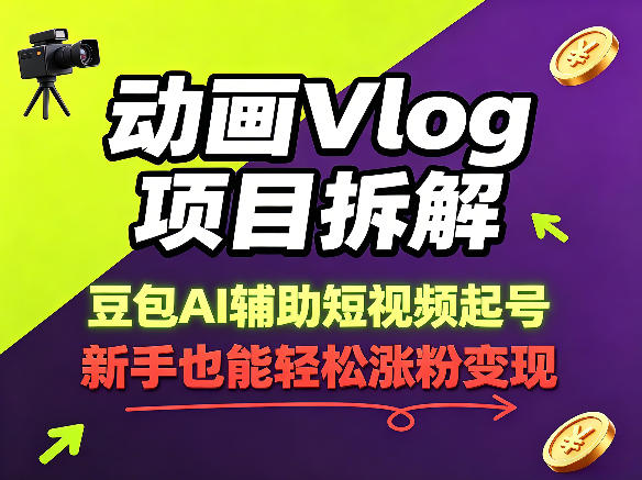 20260507181055576-90017ce7e533e01f485ae0c780079940 动画Vlog项目拆解,豆包AI辅助短视频起号,新手也能轻松涨粉,43条作品涨粉8.3W