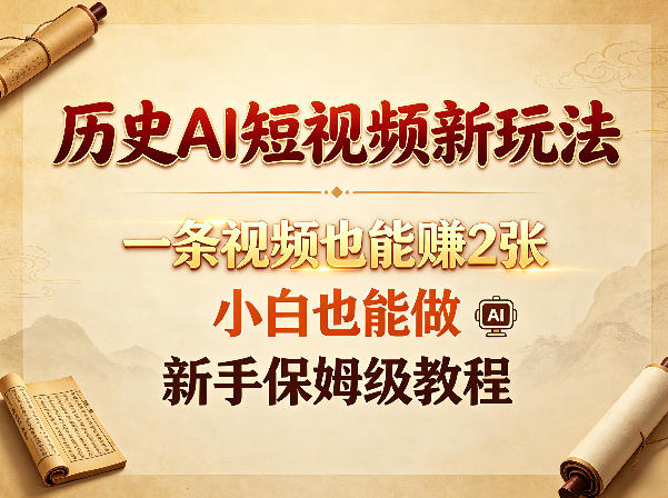 20260509080855258-fee56ad82208f0fe3125b1467218afdd 历史AI短视频新玩法,一条视频也能賺2张,小白也能做,新手保姆级教程