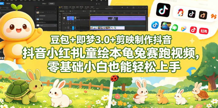 20260512161559719-ea08f99b1561e958e8f7f68c01b41f5d 豆包+即梦3.0+剪映制作抖音小红书儿童绘本龟兔赛跑视频,零基础小白也能轻松上手
