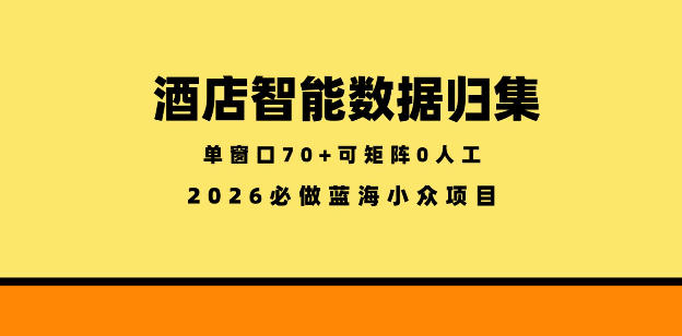 20260518142555436-6568e2c883575b6c5d3003883d92f8cd 酒店智能数据归集,小众蓝海已经稳定半年之久,单窗口70+零成本矩阵开干【揭秘】