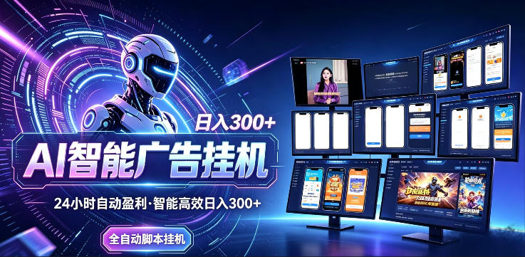 20260518161255367-b7f7909951a127a7c37d9e79ec560e90 AI智能广告挂G项目,无需人工,单机稳定日入200+,可矩阵放大,24小时不间断刷广告賺收益【揭秘】