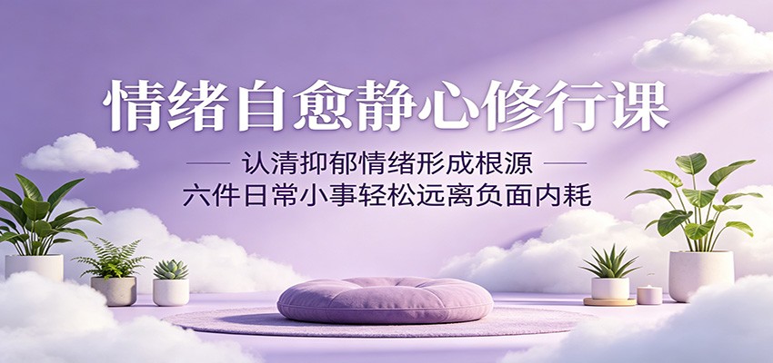 情绪自愈静心修行课：认清抑郁情绪形成根源，六件日常小事轻松远离负面内耗-优优云创网