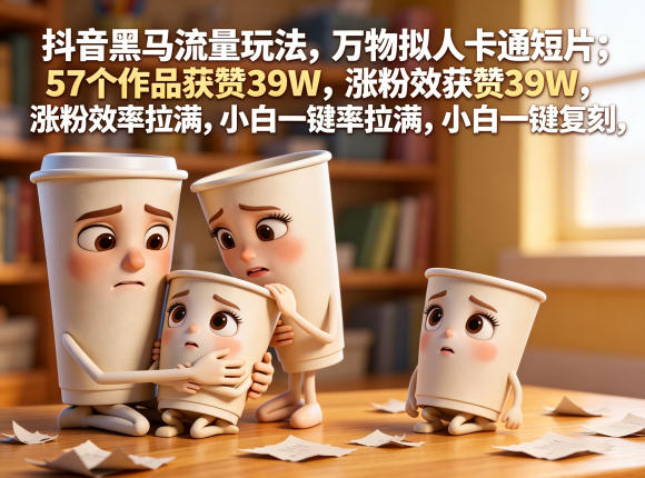 20260522160735207-6e33d15ff3e94973c8529bddc2f06f03 抖音黑马流量玩法,万物拟人卡通短片,57个作品获赞39W,涨粉效率拉满,小白一键复刻,保姆级拆解