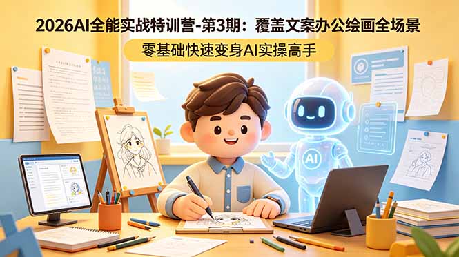 2026AI全能实战特训营-第3期：覆盖文案办公绘画全场景 零基础快速变身AI实操高手-优优云创网