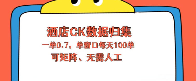 20260523152133937-4b7743895974bf9ef53661186b818f80 上班也能玩的酒店CK数据归集,一单0.7单窗口每天可做100单,一个人就能矩阵操作【揭秘】