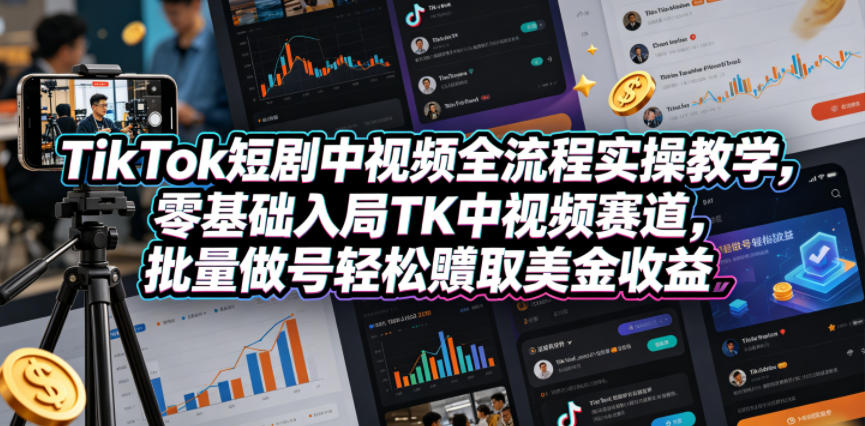 20260523173134387-06ec6077deba6b908535f2112a763d35 TikTok短剧中视频全流程实操教学,零基础入局TK中视频赛道,批量做号轻松賺取美金收益