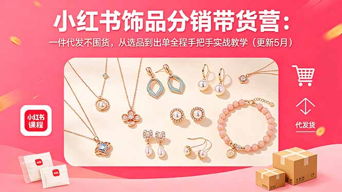 小红书饰品分销带货营：一件代发不囤货，从选品到出单全程手把手实战教学(更新5月-优优云创网