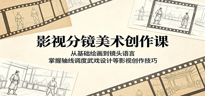 影视分镜美术创作课：从基础绘画到镜头语言，掌握轴线调度武戏设计等影视创作技巧-优优云创网