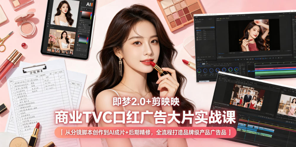 20260604080716205-9ba3d0b486d6b3f29b1a252a285e0240 即梦2.0+剪映商业TVC口红广告大片实战课|从分镜脚本创作到AI成片+后期精修,全流程打造品牌级产品广告