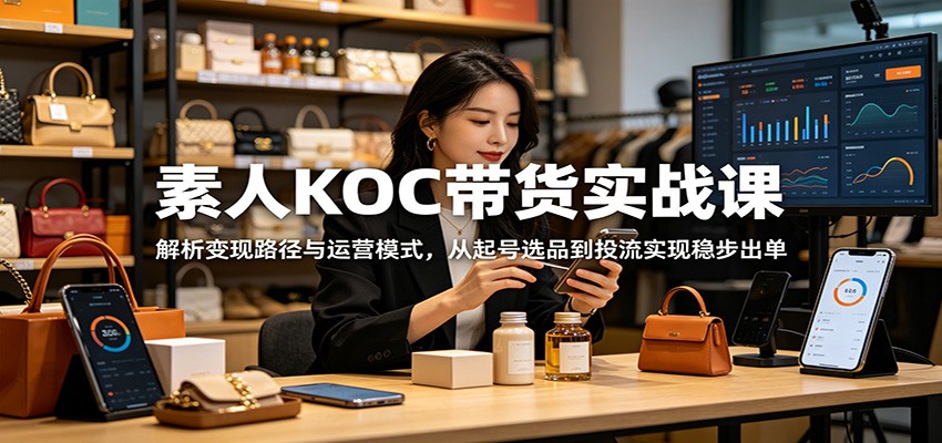 素人KOC带货实战课：解析变现路径与运营模式，从起号选品到投流实现稳步出单-优优云创网