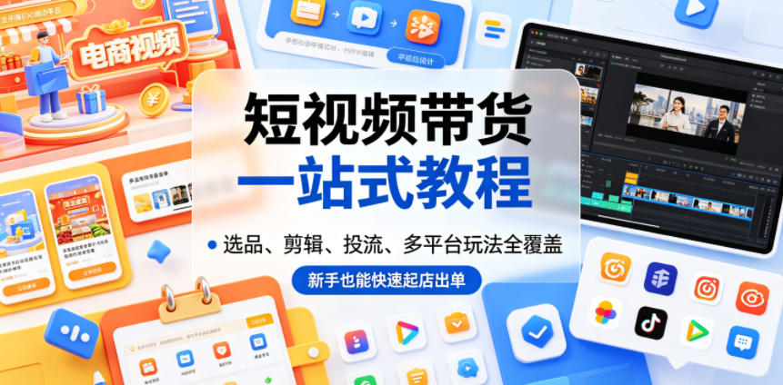 20260607122515907-084f984749c3a85e064809f070d35131 短视频带货一站式教程,选品、剪辑、投流、多平台玩法全覆盖,新手也能快速起店出单