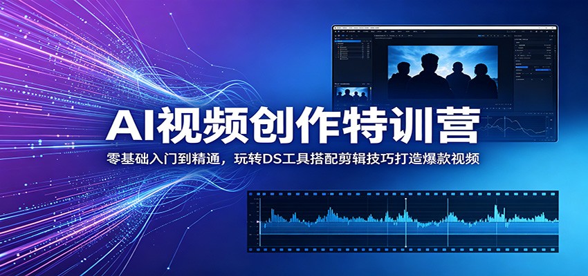 AI视频创作特训营：零基础入门到精通，玩转DS工具搭配剪辑技巧打造爆款视频-优优云创网
