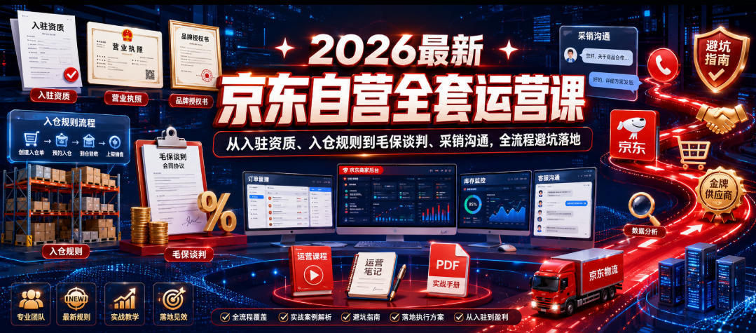 20260612220828395-b95add1710efd4095ca8a5a0b8bb795b 2026最新京东自营全套运营课,从入驻资质、入仓规则到毛保谈判、采销沟通,全流程避坑落地