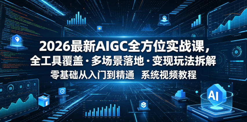 20260613182027969-71a595db827013b898c407cb08b946af 2026最新AIGC全方位实战课,全工具覆盖・多场景落地・变现玩法拆解,零基础从入门到精通系统视频教程