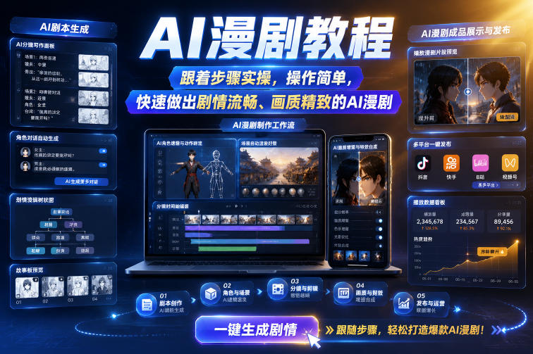 AI漫剧教程，跟着步骤实操，操作简单，快速做出剧情流畅、画质精致的AI漫剧-优优云创网