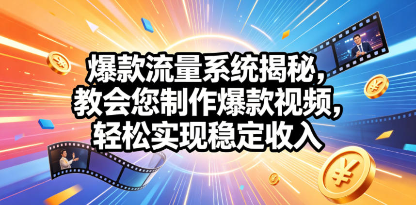 爆款流量系统揭秘，教会您制作爆款视频，轻松实现稳定收入【原创双语字幕】-优优云创网