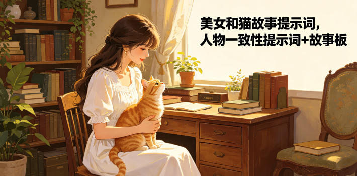 20260616141331281-5169e026ae0b130705cb9a12c491cb71 美女和猫故事提示词,人物一致性提示词+故事板