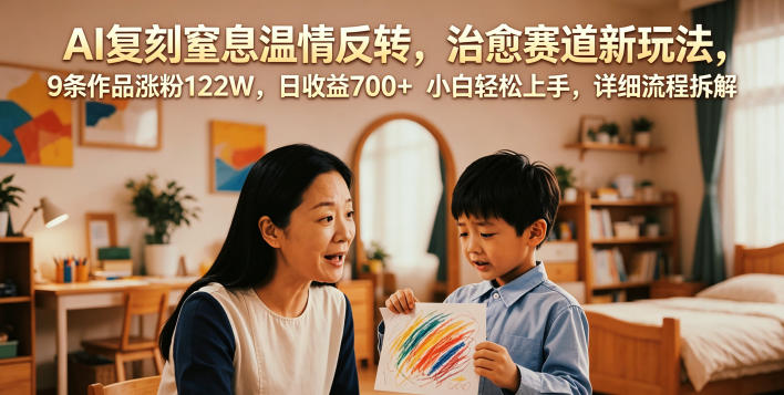 20260616182439729-81c4aa074710883675d30152240704a2 AI复刻窒息温情反转,治愈赛道新玩法,9条作品涨粉122W,日收益700+ 小白轻松上手,详细流程拆解