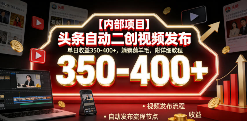 20260617201404444-4bad75acabf882e7106772d2d5705619 【内部项目】头条自动二创视频发布,单日收益350-400+,躺賺薅羊毛,附详细教程【揭秘】