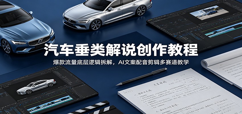 汽车垂类解说创作教程：爆款流量底层逻辑拆解，AI文案配音剪辑多赛道教学-优优云创网