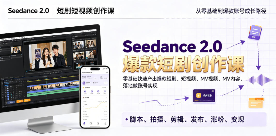 20260619100429113-a560e880cf2614b3cc75151b8b377ff3 Seedance 2.0短剧短视频创作课,零基础快速产出爆款短剧、短视频、MV内容,落地做账号实现变现