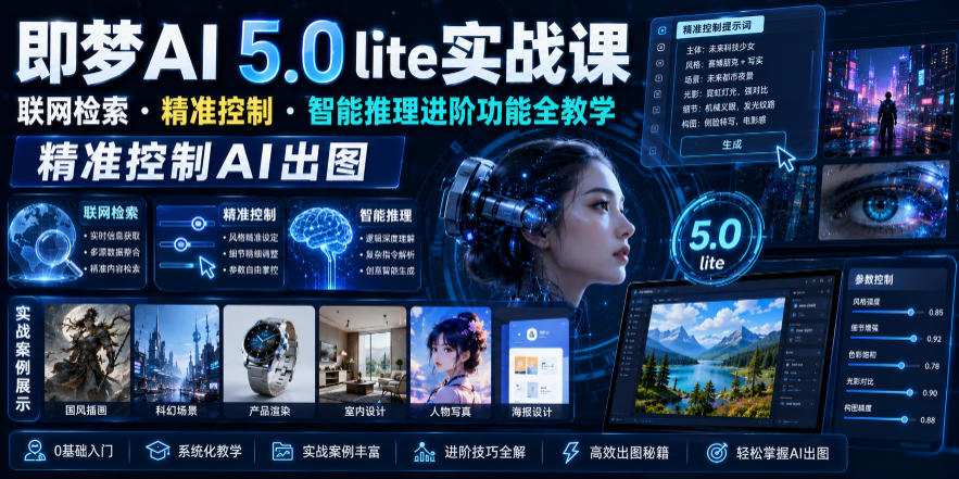 即梦AI 5.0 lite实战课，联网检索・精准控制・智能推理进阶功能全教学，精准控制AI出图-优优云创网