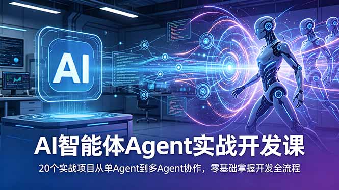 AI智能体Agent实战开发课：20个实战项目从单Agent到多Agent协作，零基础掌握开发全流程-优优云创网