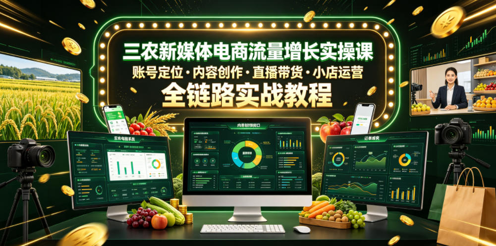 20260621183428991-f1a6c0fb9c5d735d51f0e246ace92e01 三农新媒体电商流量增长实操课,账号定位・内容创作・直播带货・小店运营,全链路实战教程