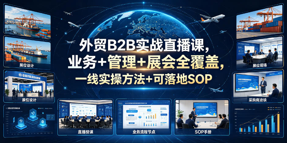 外贸B2B实战直播课,业务+管理+展会全覆盖,一线实操方法+可落地SOP-优优云创网