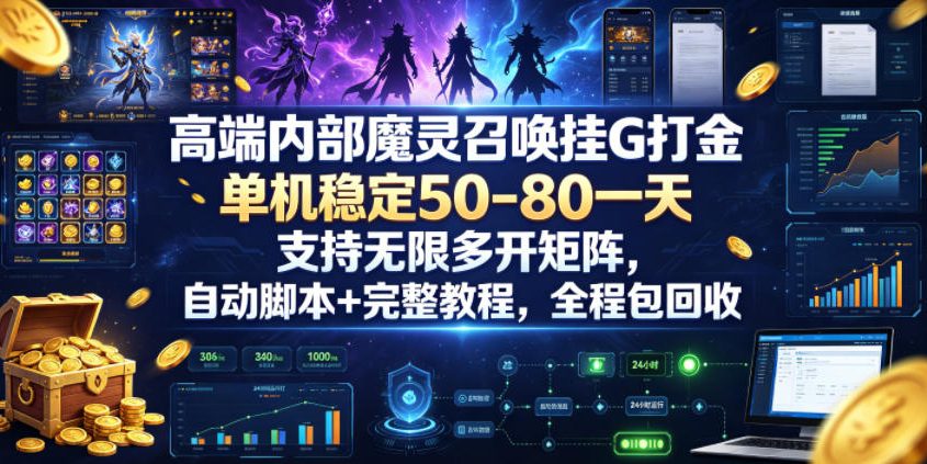 20260622201150666-a8c752f852ad48fa8bfcd6438453cfc8 高端内部魔灵召唤挂G打金,单机稳定50-80一天,支持无限多开矩阵,自动脚本+完整教程,全程包回收【揭秘】