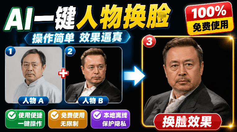 20260623121146653-a6da0864c308c29e8eaabf7a55aab53d 纯离线本地运行!AI一键人物lian部替换软件,支持图片换lian,效果逼真,最便捷换lian工具FaceSwap