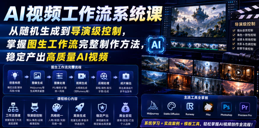 20260623142027230-ec7aa2f6668f2550e312a4610d9edeb0 AI视频工作流系统课,从随机生成到导演级控制,掌握图生工作流完整制作方法,稳定产出高质量AI视频