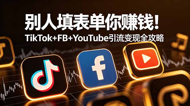 别人填表单你赚钱!TikTok+FB+YouTube 引流变现全攻略【原创双语字幕】-优优云创网