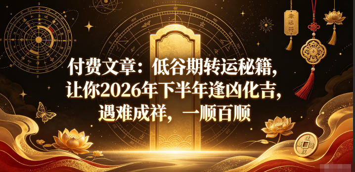 20260624121515448-abdae9d7401041abb3e6423b4f64c765 付费文章:低谷期转运秘籍,让你2026年下半年逢凶化吉,遇难成祥,一顺百顺