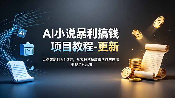 AI小说暴利搞钱项目教程-更新，大佬亲测月入1-3万，从零教学短故事创作与投稿变现全套玩法-优优云创网