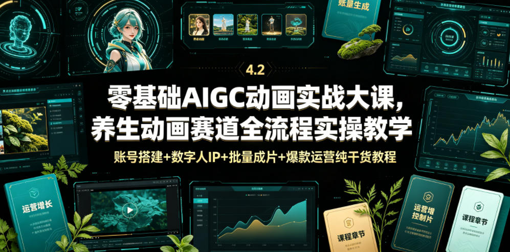 20260626080942419-4526ef8672e6e977e802f28cc2a8c0ce 零基础AIGC动画实战大课,养生动画赛道全流程实操教学,账号搭建+数字人IP+批量成片+爆款运营纯干货教程