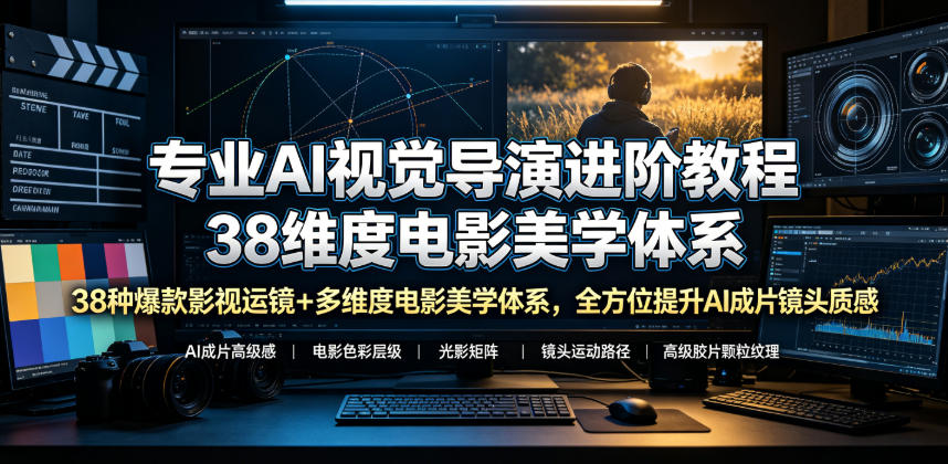 20260627181750517-9aae0df03855df83268aa23c6dc9ccf4 专业AI视觉导演进阶教程,38种爆款影视运镜+多维度电影美学体系,全方位提升AI成片高级感与镜头质感