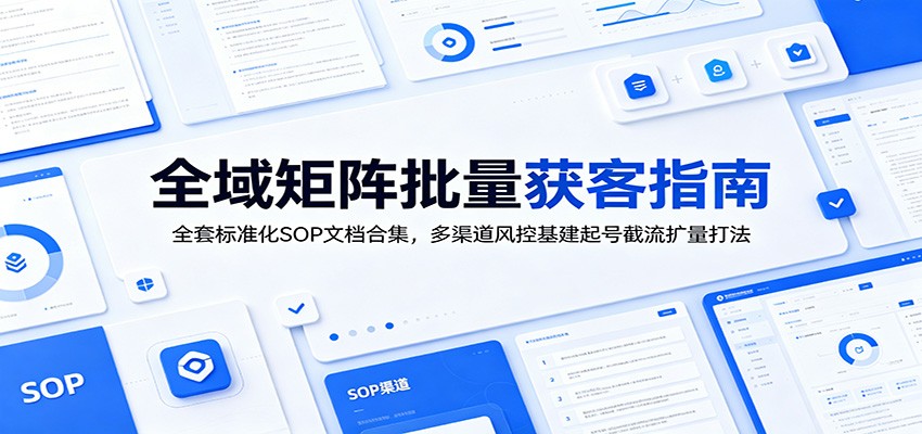 全域矩阵批量获客指南:全套标准化SOP文档合集,多渠道风控基建起号截流扩量打法-优优云创网