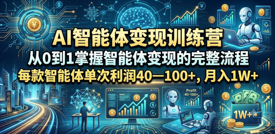 AI智能体变现训练营，从0到1掌握智能体变现的完整流程，每款智能体单次利润40—100+，月入1W+-优优云创网