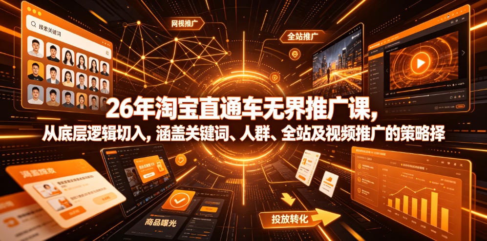 20260629102113573-a31ae2fab4e602af4588736ab5795425 26年淘宝直通车无界推广课,从底层逻辑切入,涵盖关键词、人群、全站及视频推广的策略选择