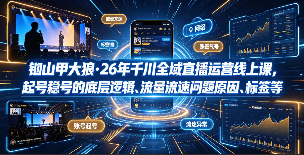 20260629102318702-1bff2d9bb81708276a47d5db14784ed2 钏山甲大狼·26年千川全域直播运营线上课,起号稳号的底层逻辑、流量流速问题原因、标签的重要性及打标签方法等