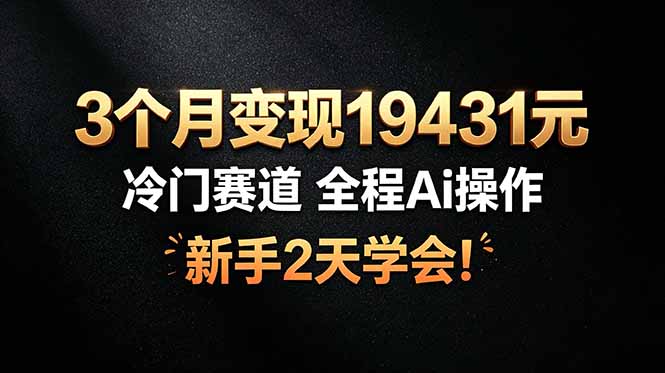 3个月变现19431元，冷门赛道 全程Ai操作，新手2天学会！-优优云创网