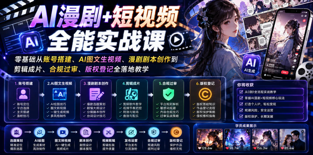 20260630101820104-5cde00ccaa4d9961e3fb12a0ea14d198 AI漫剧+短视频全能实战课|零基础从账号搭建、AI图文生视频、漫剧剧本创作到剪辑成片、合规过审、版权登记全落地教学