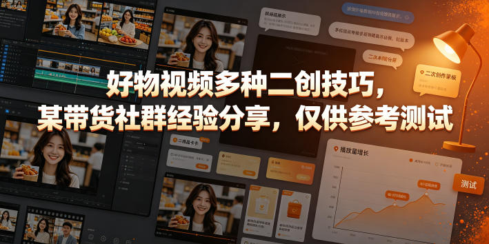 好物视频多种二创技巧,某带货社群经验分享,仅供参考测试-优优云创网