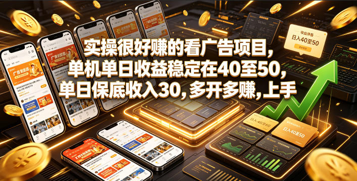 20260630140815933-c1911d16feedd932b00d5198d89f0cda 实操很好賺的看广告项目,单机单日收益稳定在40至50,单日保底收入30,多开多賺,上手就能变现【揭秘】