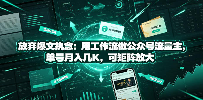 20260630141721967-738f2833c88ab827fd72a4fae37cd434 放弃爆文执念:用工作流做公众号流量主,单号月入几K,可矩阵放大